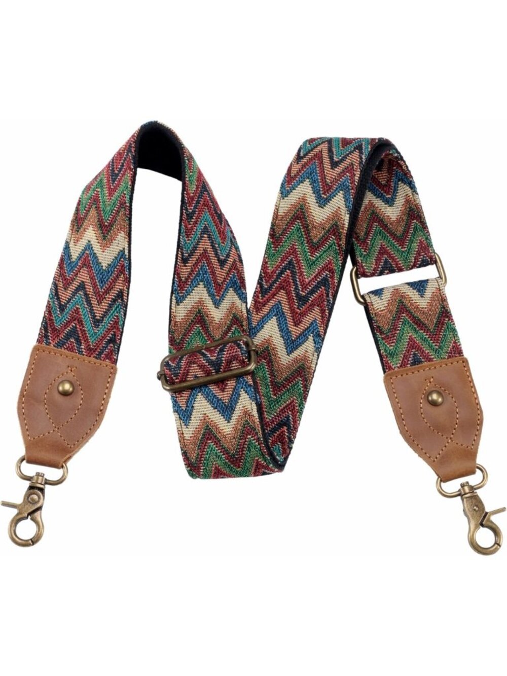 Adjustable Cowhide Wide Shoulder Strap, Retro Jacquard Embroidery Crossbody Bag